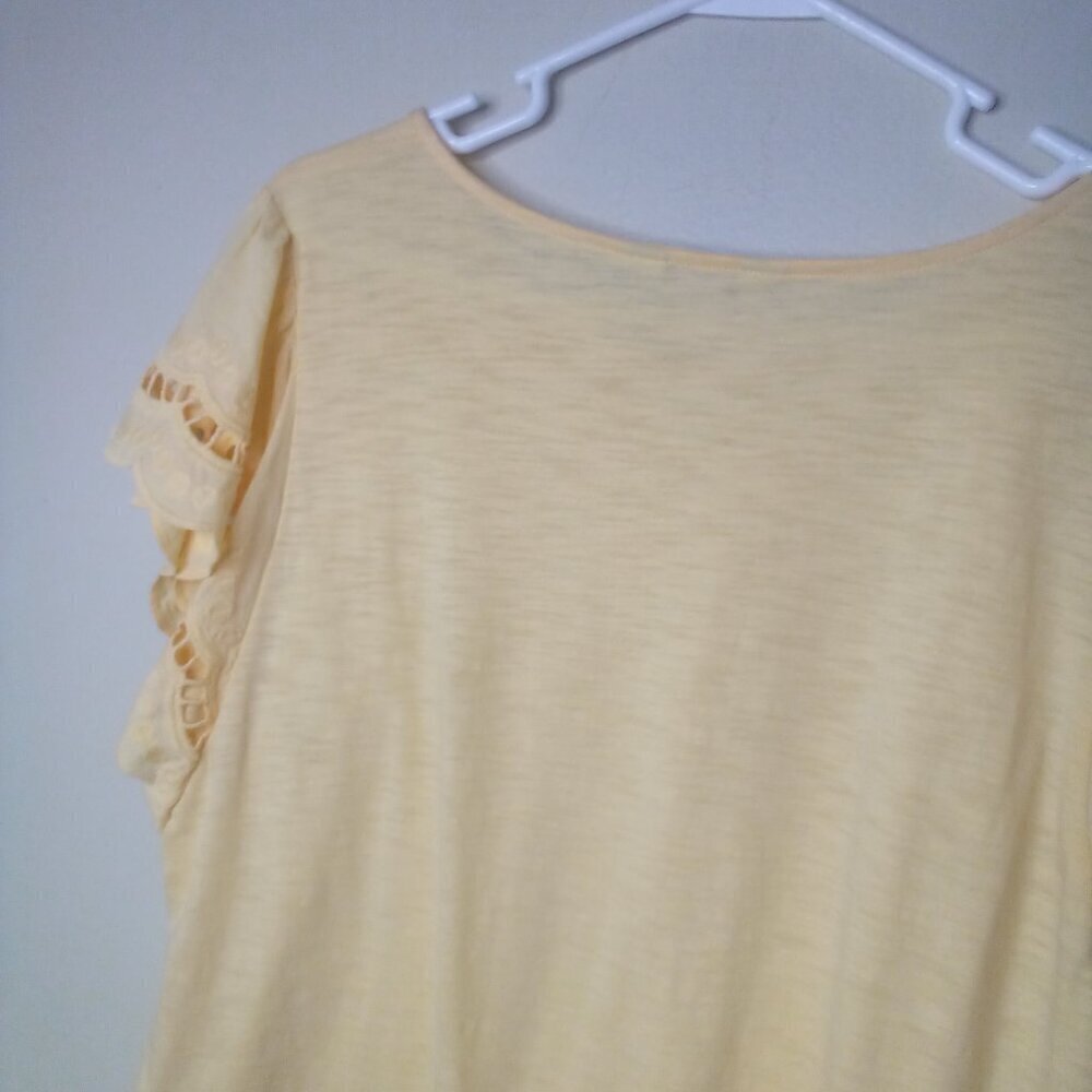 Liz Claiborne Shirt Women XL Eyelet Scallop Short Sleeve Peach Light Orange - Picture 14 of 15